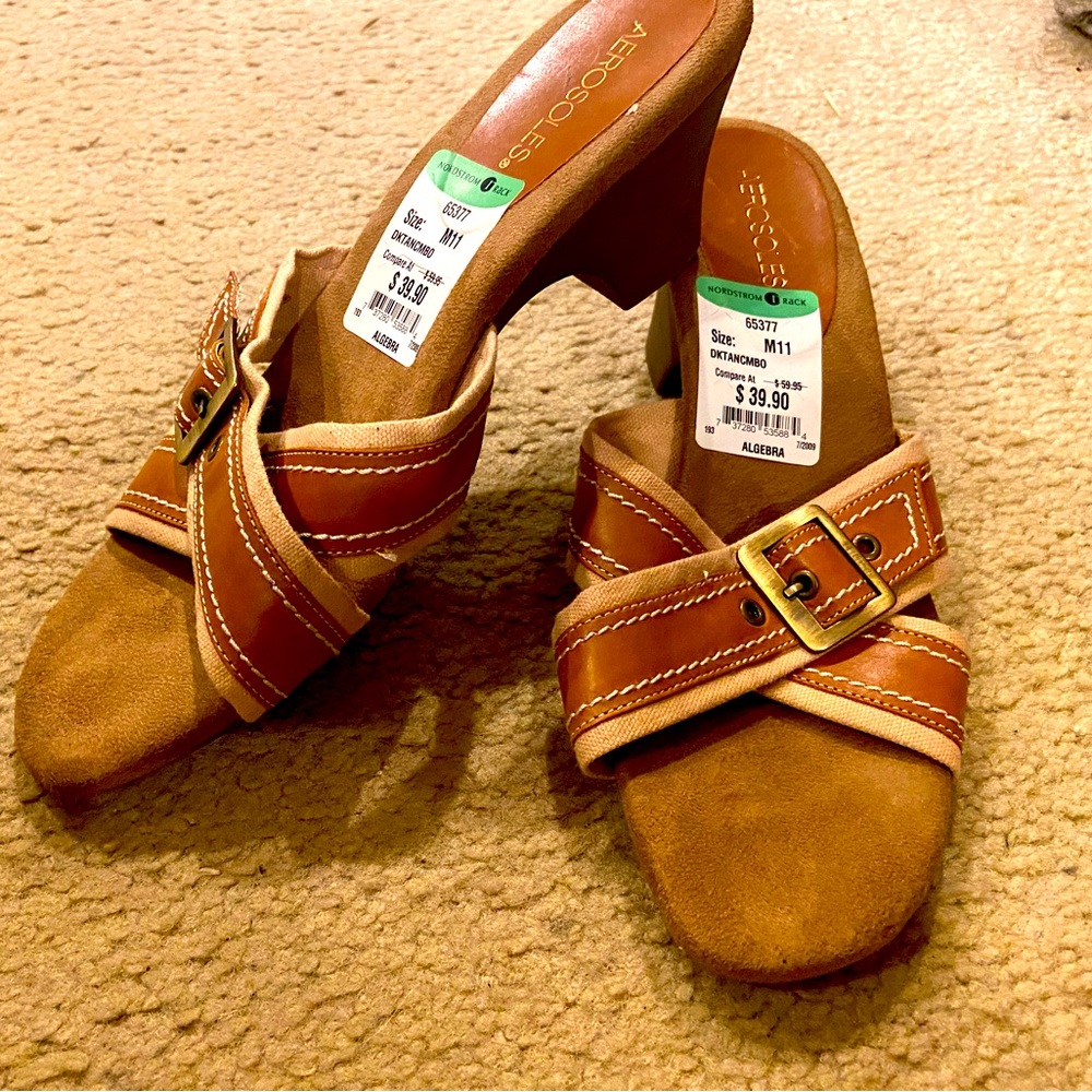 Aerosoles heels, brown leather and suede